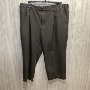 SAVANE Men's (Size 40 x 32") Green Pleated Dress Pants w/ Pockets Button Zip 46P